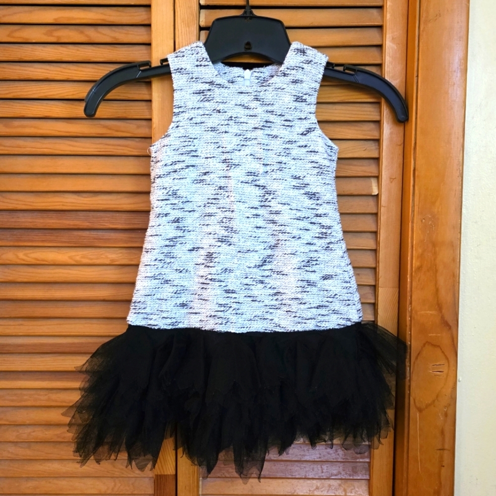EUC Egg By Susan Lazar Girls Dress with Black Tulle Skirt Size 24 Months